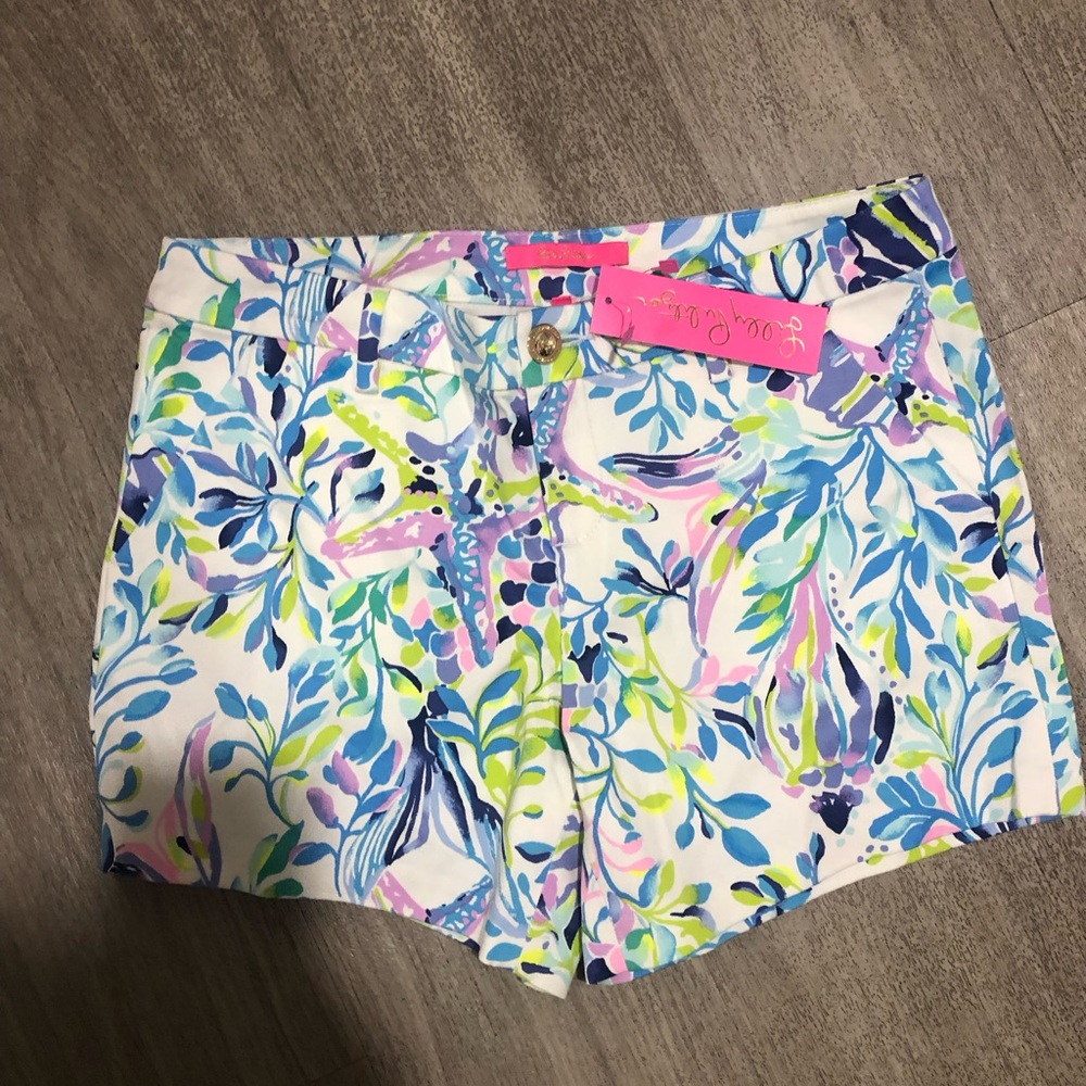 Lilly Pulitzer Blue and Pink Floral Shorts sz 6 new